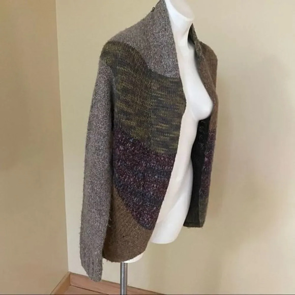 A Gianetti Open Front Cardigan Sweater Acrylic Wool Alpaca Brown Tones - Picture 5 of 9